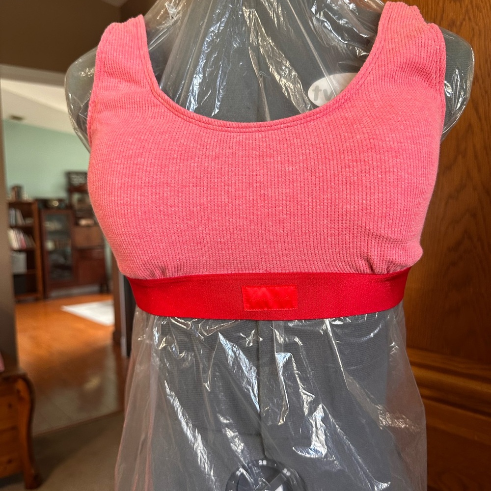 NWT pink Victoria secret washed red Ribbed cotton sport bra size large